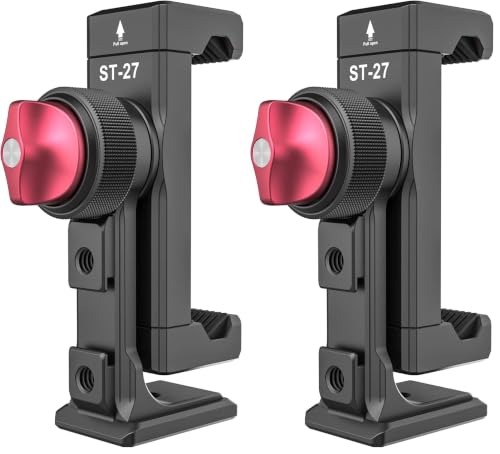 Image of Metal Phone Tripod Mount 3 Cold Shoes & Arca Port, 360 Smartphone Tripod Adapter for iPhone 17 16 15 Cell Phone Stand Holder for Desktop Video Live Streaming Vlogging Rig (Pack of 2)