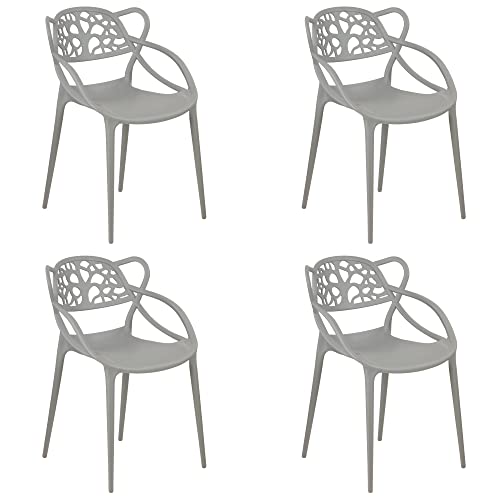 Totò Piccinni Sedia INFINITY TIMBER in Polipropilene Moderna Design Impilabile (Grigio, 4)