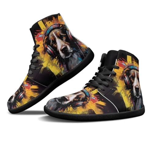 Binienty Barefoot Shoes Men Wide Toe Box High Top PU Minimalist Zero Drop Sneakers Outdoor Footwear