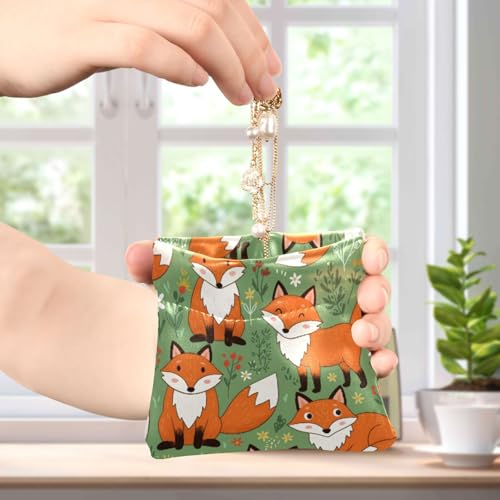 Cute Cartoon Foxes Coin Purse Leather Pouch Change Purse, Squeeze Coin Pouch for Cards, Keys & Lipsticks, Unisex4