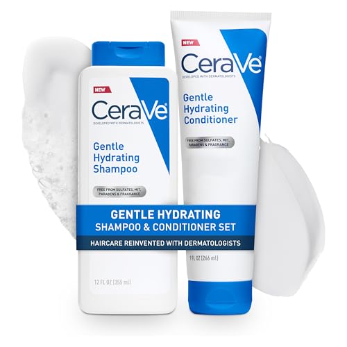 CeraVe Gentle Hydrating Shampoo and Conditioner Set, With Ceramides, Niacinamide & Hyaluronic Acid For Soft, Healthy Looking Hair & Scalp, Sulfate Free & Color Safe, For All Hair Types