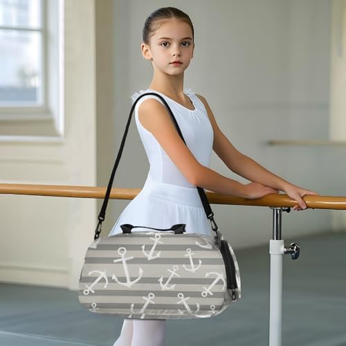 Duffle Bag for Boys or Girls with Shoes Compartment, Striped Background Navigation Sports Travel Bag Overnight3