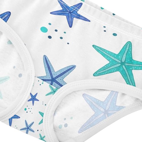 Blue Teal Starfish Girl Underwear, Toddler Panties, Cotton Girls Underwear, 2–8 Years 5