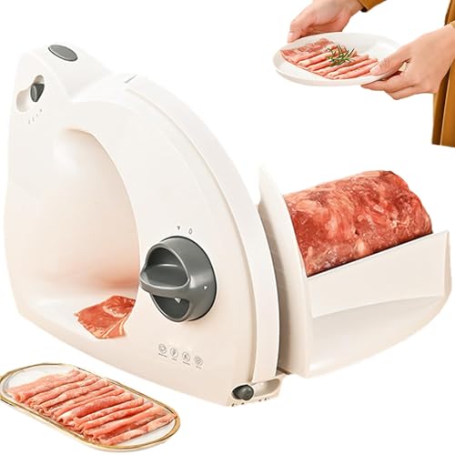 Electric Meat Slicer, 150W Meat Slicer, 17cm Stainless Steel Serrated Blade, 3 Levels Adjustable Thickness, Stainless Steel Food Meat Slicer, for Cutting Beef, Lamb Rolls, Vegetables, and Bread