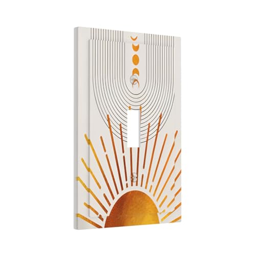 Decorative Light Switch Plate Covers Bohemian Gold Sun Moon Phase Arch 1 Gang Light Switch Cover Plate Single Toggle Wall Plate Outlet Covers Wall Plate Faceplate for Bedroom Decor