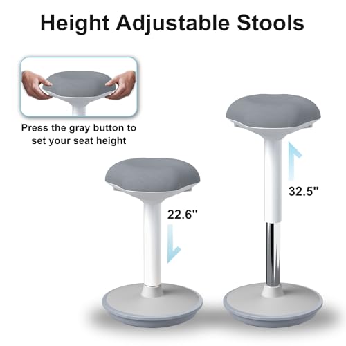 Image of Wobble Stool Adults, Adjustable Height Standing Desk Chair Stool with Non-Slip Base and Upgraded Lift,for Home and Office (Grey)