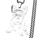 THLNDORXB Cadena dulce de bulldog francés para mujeres, animal, cachorro, perro de plata, collar colgante precioso joyería