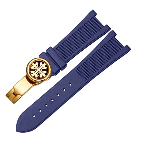 Bracelet en silicone pour Patek Philippe Nautilus 5711 5712g bleu et or 25x13mm