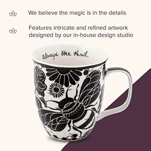 image for Karma Gifts 16 oz Black and White Boho Mug Bee - Cute Coffee and Tea M