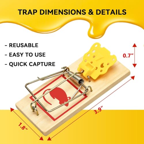 Image of LULUCATCH Mouse Traps,48 Pack Classic Plastic Pedal Snap Traps for Indoor Outdoor Use, Fast & Effective High Catch Rate Wooden Mouse Traps, Reusable Mice Rodent Traps for Home, Garage & Kitchen