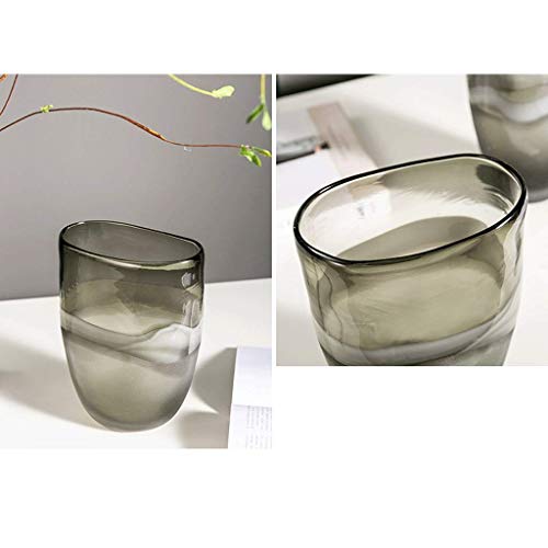 Vase en verre soufflé à frontière dorée et matériaux naturels - 4