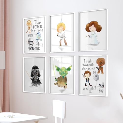 Image of W.O.W.A Star Wars Nursery Decor Set of 6- Baby Shower, Wallpaper, and Wall Decor (8"x10", UNFRAMED)