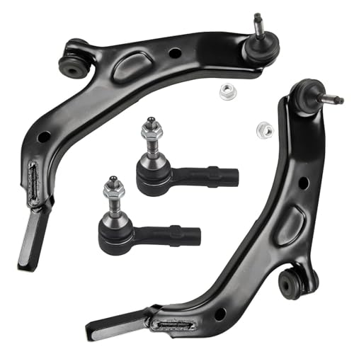 Image of Detroit Axle - 4pc Front Lower Control Arms Kit for 09 Ford Flex 08-09 Taurus X Mercury Sable, 2 Lower Control Arm w /Ball Joint Assembly 2 Outer Tie Rod Ends Replacement