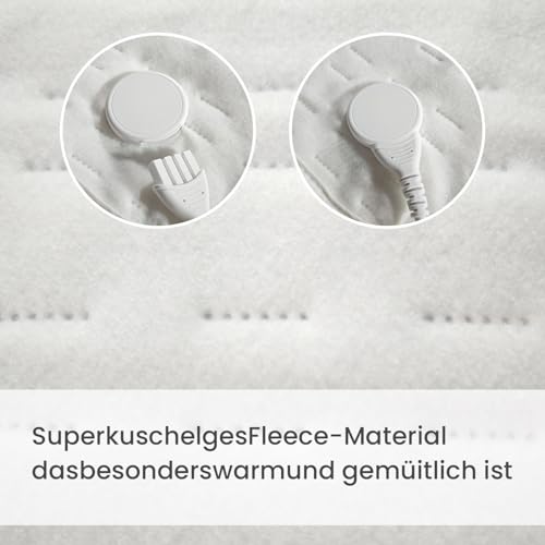 CELESTA Wärmeunterbett 150x80cm, Heizdecke mit 3 Temperaturstufen, LED-Controller & Überhitzungsschutz, maschinenwaschbar & atmungsaktiv, Weiß
