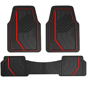 Dickies 3-Piece DuraSport Floor Mats, Heavy-Duty Mats for Cars, Trucks, SUVs â Black/Red