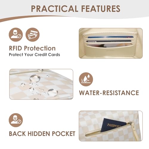 DIOMO Bum Bags for Women, RFID Checkered Crossbody Bags with Silver Zipper, Nylon Plus Size Fanny Packs Travel Purse4