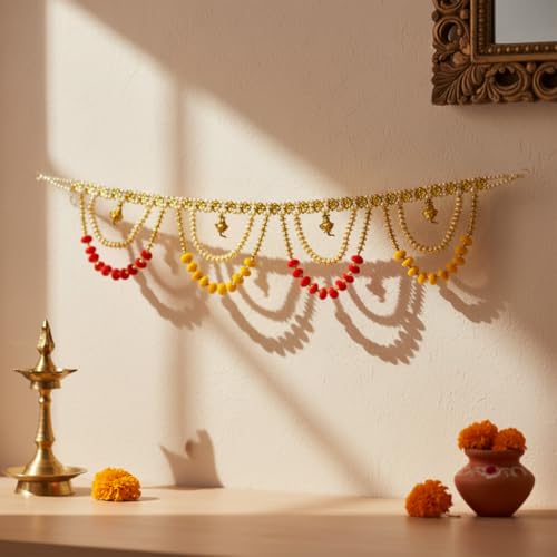 Image of iHandikart Decorative Beads Toran for Door Hanging | 40 Inch, Bandhanwar for Main Door Entrance, Traditional Wall Hanging for Home Decoration & Diwali Decor | Perfect Door Toran for Diwali Decoration