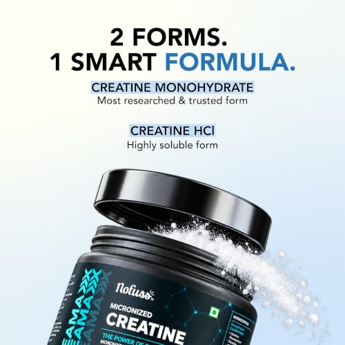 Image of NoFuss Micronised Creatine Monohydrate + HCL | Faster Absorption | Strength, Muscle Growth & Recovery | Men & Women | Unflavored |100g