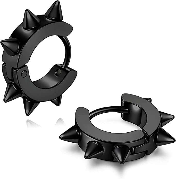 VIENS Spikes Studded Surgical Punk Spiky Round Huggie Earrings Set for Men Women Stainless Steel Hoop Earring (B0B5R3VT4D) Amazon Price History, Amazon Price Tracker
