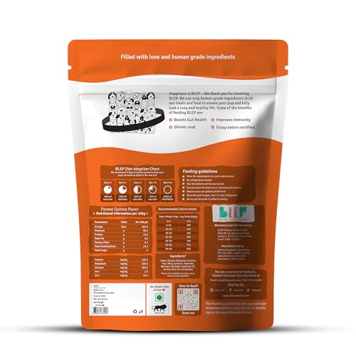 Image of BLEP Fresh Dog Food (Wet) Human Grade, Grain Free|Paneer, Quinoa & Mixed Veggies|Omega 3, 6, Vitamin A, D, E, B|Zero Preservatives & Sugar|Easily Digestible|for All Dog Breeds|8.4kg (42 Pack of 200g)
