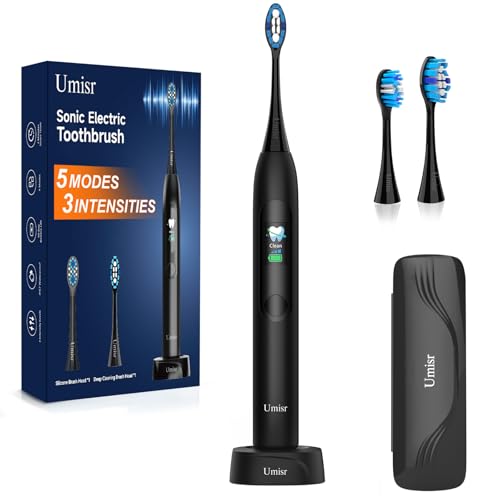 Electric Toothbrush for Adult- 90 Day Battery Life, Sonic Toothbrush with Pressure Sensor, Rechargeable Toothbrushes with Smart Screen, 5 Cleaning Modes & 3 Intensities Settings