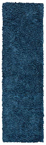 SAFAVIEH August Shag Collection Runner Rug - 2' x 9', Navy, Solid Design, Non-Shedding & Easy Care, 1.5-inch Thick Ideal for High Traffic Areas in Living Room, Bedroom (AUG200M)