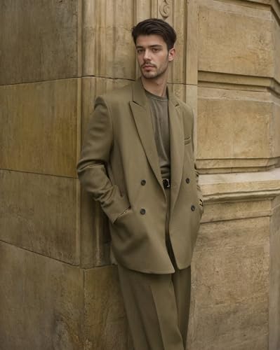 Casual Mens Suit Regular Fit 2 Piece Suits for Men Double Breasted Men's Suits Peak Lapel Tuxedo for Wedding3