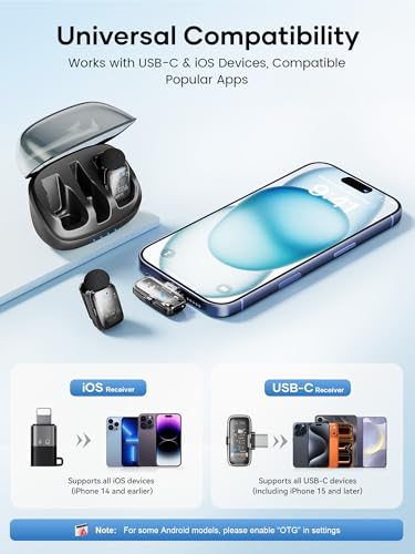 Image of Wireless Lavalier Microphone for iPhone iPad Android with Charging Case,Lapel Mic with Noise Reduction,36H Battery Life, Plug and Play Mini Microphone for Video Recording,YouTube,Vlog,Live Streaming