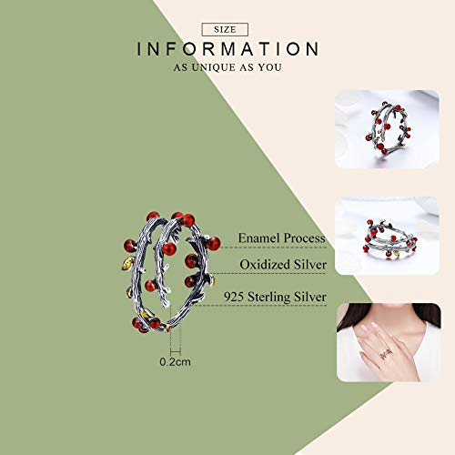 925 Sterling Silver Autumn Withered Tree Leaves Adjustable Finger Rings for Women Wedding Ring Jewelry2