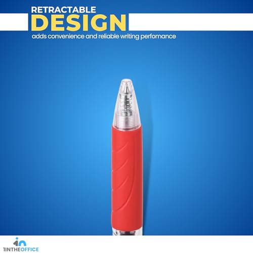 Bolígrafos retráctiles de gel 0.7mm tinta roja, pack 12 miniatura 3