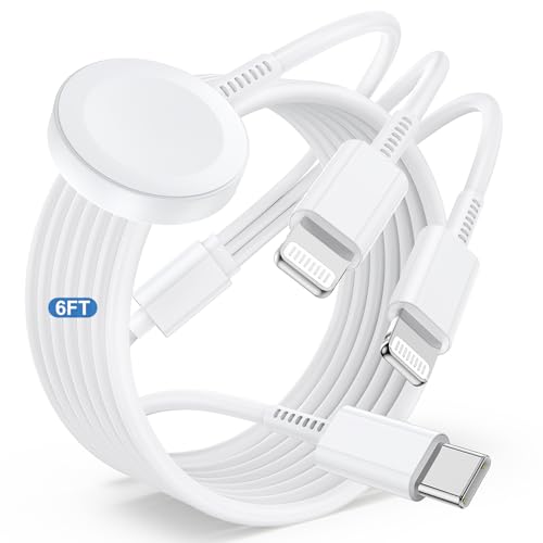 Image of for Apple Watch Charger Fast Charging,3 in 1 Multi Charger Lightning Cable,iWatch Charger Cord 6FT for iWatch Ultra3 /2 /1 /SE 3 /2 Series 11 /10 /9 /8 /7 /6 /5 /4,for iPhone14 /13 /12 /11 /10 Pro /Pro Max /Plus