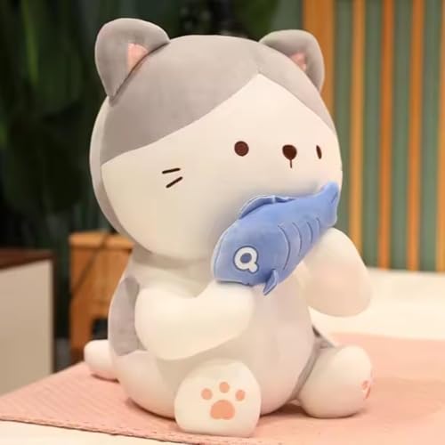 Image of Adorable and Safe Fish Cat Plush Toy for Children - Non-Toxic, Huggable, Washable & Perfect for Birthdays or Nursery Decor