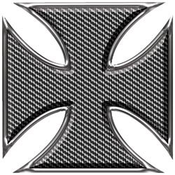 Maltese Cross Decal Carbon Fiber - 4" h - REFLECTIVE