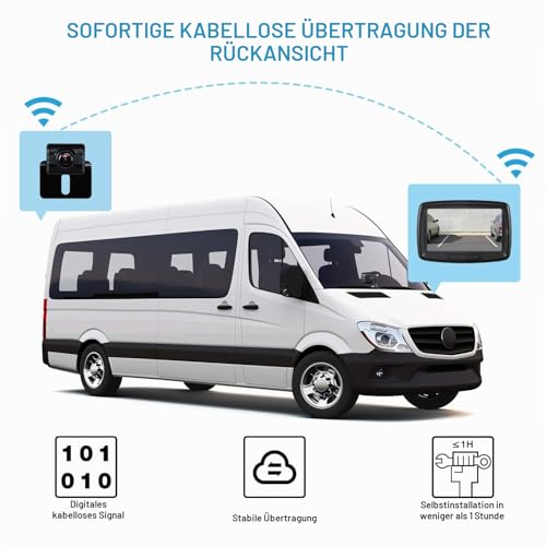 AUTO-VOX TD2 Rückfahrkamera Drahtlos Set mit 4.3' Zoll LCD Monitor, Wireless Einparkhilfe 12V mit...