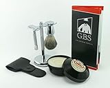 G.B.S Men's Wet Shaving Holiday Kit - Classy Butterfly Non Slip Knurled DE Safety Razor w/Case 100...