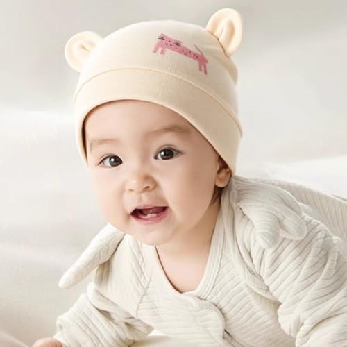 Baby Hospital Hat Comfortable Stretchy Newborns Fetal Caps Lovely Cartoon Brimless Bonnet for Boys Girls 0 to 3 Month4