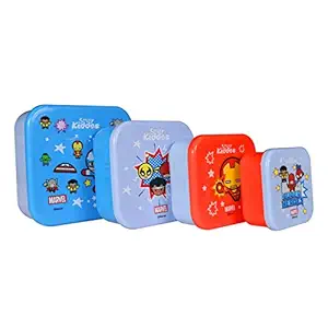 Smily Kiddos Marvel Avengers 4 in 1 lunch box (blue) Microwave Safe Food Storage Lunch Box Freezer & Dishwasher Safe Removable Compartment Food Containers