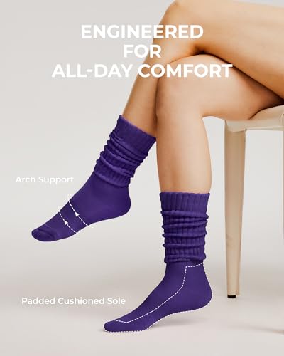 Image of FITRELL Slouch Socks for Women, 3 Pairs Soft Cotton Knee High Scrunch Tube Boot Socks