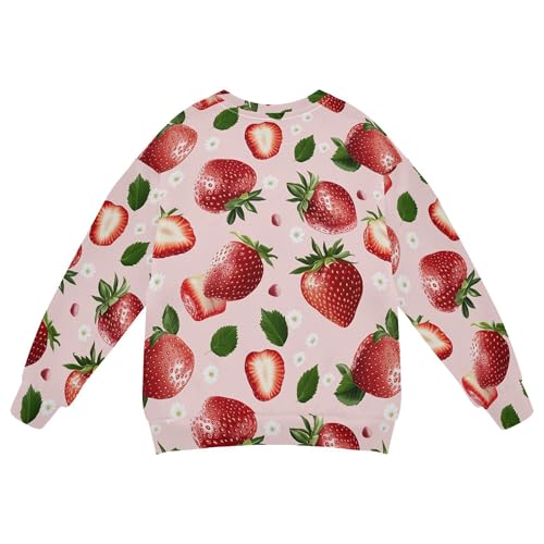 JUNZAN Sweet Strawberries Fruit Blush Little Kids Sweatshirt Hoodie Fleece Hoodies for Girls Athletic 4T2