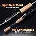 HANDING M1 Travel Rod 6' Travel Fishing Rod 5-Piece Spinning Rod for Largemouth Smallmouth Walleye Pickerel