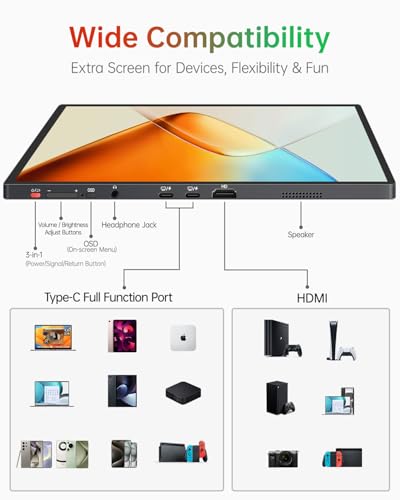 Image of Intehill 16 inch Portable Monitor 3K, 3072x1920 Portable Display, 16:10 Anti-Glare Portable IPS Display with Tempered Glass, 100% sRGB HDMI Portable Laptop Screen, Travel Monitor with Kickstand, U16ZA