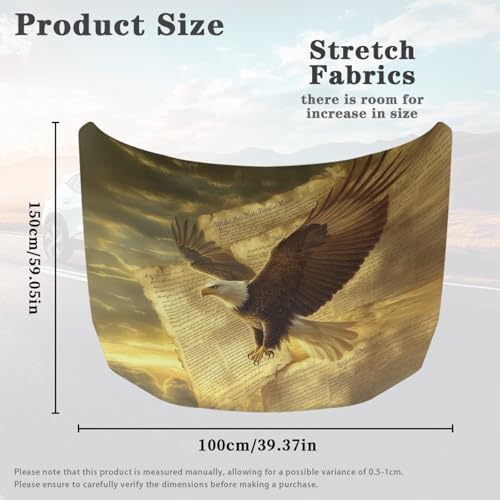 Image of Car Hood Cover Eagle Car Hood Cover Protector Stretch Elastic Car Front Hood Protective Cover Removable Automotive Accessories Ft Fits Most Cars