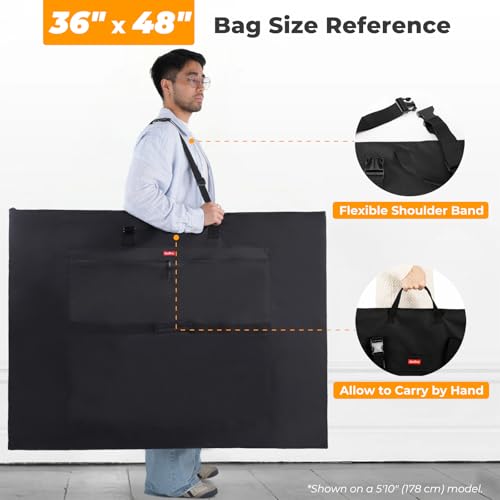 Image of Nicpro Light Weight Art Portfolio Bag, 36 x 48 Inches Waterproof Art Portfolio Case with Shoulder & Handle Carry, for Artwork, Poster, Sketch Drawing, Canvas, Photography, Solar Panel Storage