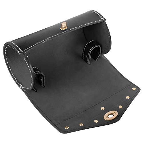 Image of Autofy Universal Hawk Printed Single Lock Saddle Bag for All Bikes (Black, Golden) | Leatherette
