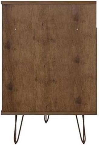 Natural and Gray MDF TV Stand with Metal Legs and Cabinet