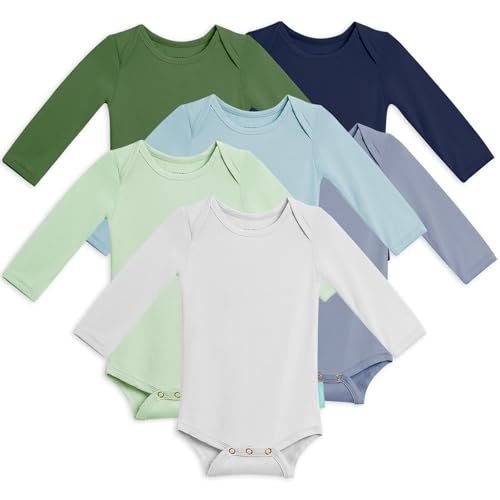Image of PurComfy Supersoft Long Sleeve Baby Bodysuits, Premium Bamboo Rayon Bodysuit Unisex Boy Girl 0-3-6-9-18-24 months