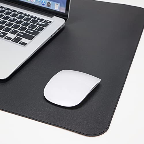 Large Desk Mat 47.2" x 17" Leather Desk Pad Protector with Natural Cork & PU Leather, Non-Slip Office Desk Mat, Double-Sided Mouse Pad, Waterproof Large Desk Pad for Office&Home(Black)