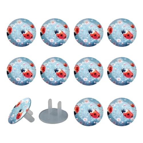 24 Pieces Child Proofing Outlet Covers, Ladybug Electrical Safety Socket Caps for 2-Prong Power Wall Plate