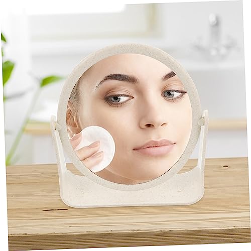 Espejo de maquillaje doble cara rotativo marco elegante miniatura 2
