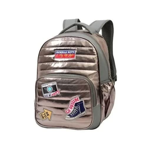 Mochila De Costas Escolar Feminina Matelassê Fiorella Sotti Bpf30651 Winth (Prata)